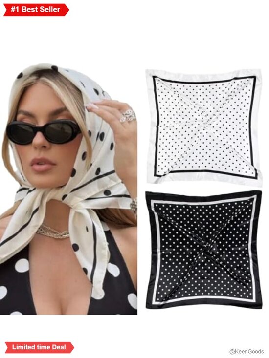 Accessories - 2 Pack Silk Blend Polka Dot Head Scarf 35x35 Bandana Hair Wrap